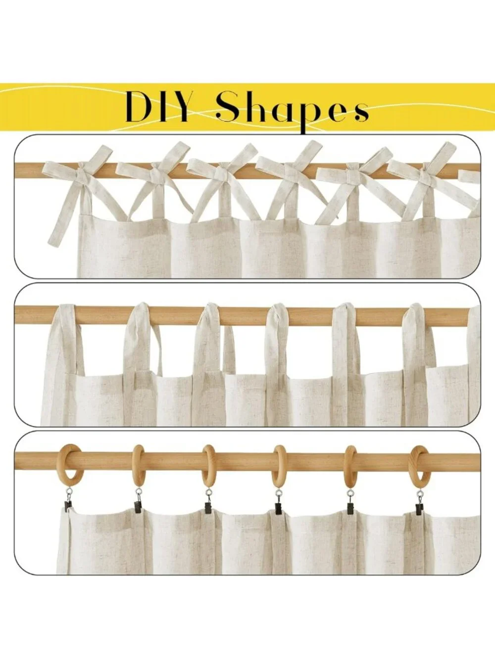 Thick Linen Tie Top Curtains 84